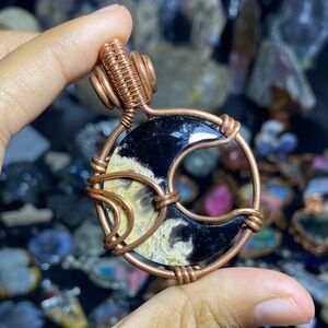 Handcrafted Palmroot Jasper Copper Wire Wrapped Pendant